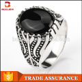 solid rhodium jewelry vacuum plating black stone ring for men